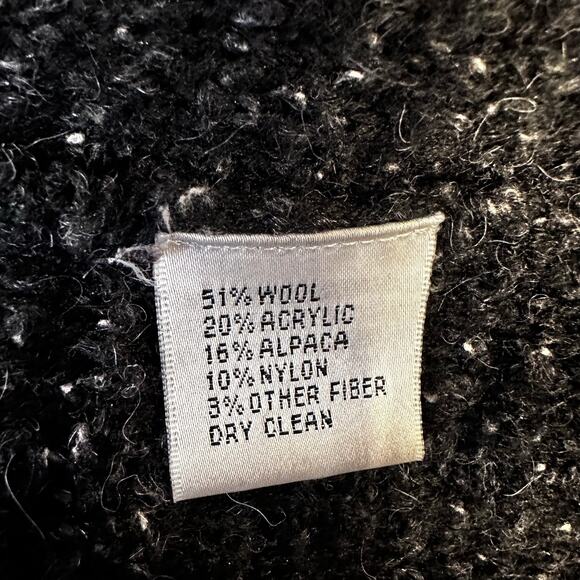 Talbots medium petite women black fringe button blazer wool alpaca academia boho - Picture 6 of 6